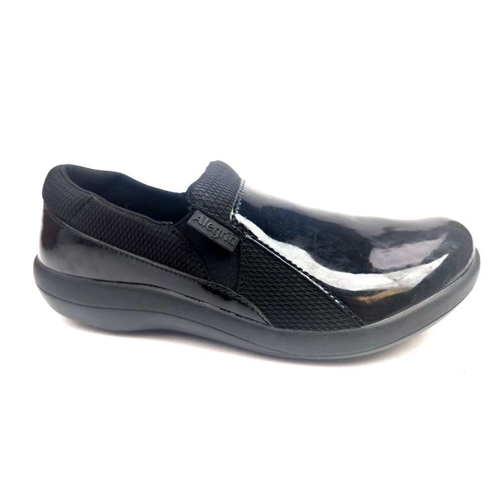 Alegria Duette Black Patent Leather Nursing Clogs Shoes Slip On 37 US 7-7.5